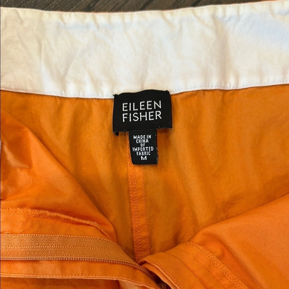 Eileen Fisher Bright Orange Cropped Cotton Pants Size Medium - Picture 2 of 8